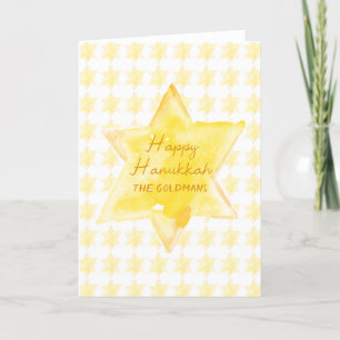 Cartes Pour Fêtes Annuelles Aquarelle personnalisée Jewish Star Hanoukka