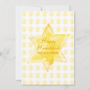 Cartes Pour Fêtes Annuelles Aquarelle personnalisée Jewish Star Hanoukka
