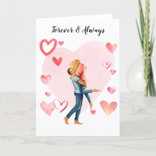 Cartes Pour Fêtes Annuelles Aquarelle personnalisée Portrait Couple