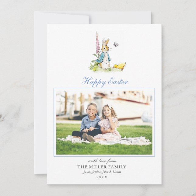 Cartes Pour Fêtes Annuelles Aquarelle Peter Rabbit Enfants Pâques photo (Devant)