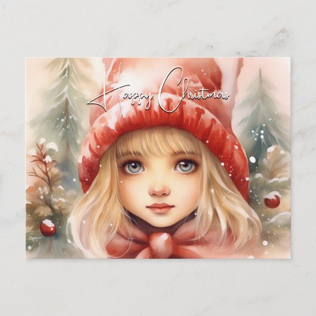 Cartes Pour Fêtes Annuelles Aquarelle Petite Fleur d'hiver (Devant)