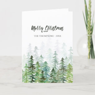Cartes Pour Fêtes Annuelles Aquarelle Pine Arbres de Noël Photo