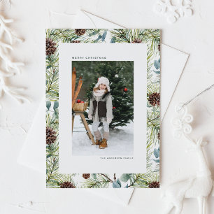 Cartes Pour Fêtes Annuelles Aquarelle Pine et cônes de pin Noël