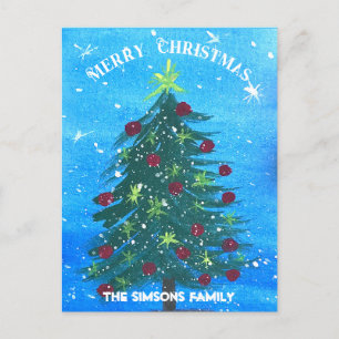 Cartes Pour Fêtes Annuelles Aquarelle Pine Joyeux sapin de Noël