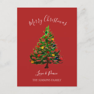 Cartes Pour Fêtes Annuelles Aquarelle Pine Joyeux sapin de Noël