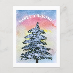 Cartes Pour Fêtes Annuelles Aquarelle Pine Joyeux sapin de Noël