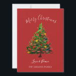 Cartes Pour Fêtes Annuelles Aquarelle Pine Joyeux sapin de Noël<br><div class="desc">Joyeuse carte de Noël. Aquarelle sapin de Noël,  carte traditionnelle. Veuillez le personnaliser avec vos détails.</div>