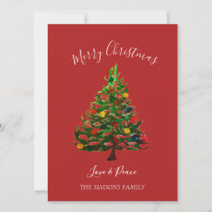 Cartes Pour Fêtes Annuelles Aquarelle Pine Joyeux sapin de Noël