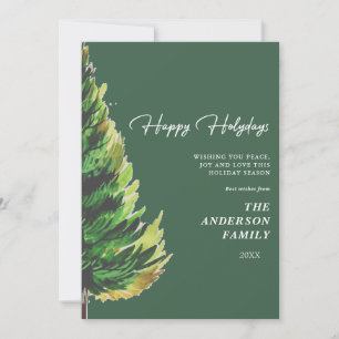 Cartes Pour Fêtes Annuelles Aquarelle Pine Tree Noël Salutation