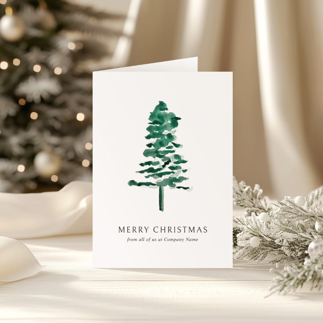 Cartes Pour Fêtes Annuelles Aquarelle Pine Tree photo Noël d'affaires (Créateur téléchargé)