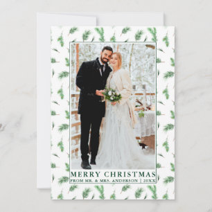 Cartes Pour Fêtes Annuelles Aquarelle Pine vert Noël nouvellement marié