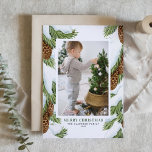 Cartes Pour Fêtes Annuelles Aquarelle Pinecones neige Joyeux Noël Photo<br><div class="desc">Joyeux Noël! Envoyez des salutations chaleureuses à votre famille et à vos amis avec cette carte de Noël photo personnalisable. Il présente des illustrations d'aquarelle de pinecones enneigés et d'aiguilles de pin. Les textes sont entièrement modifiables. Personnalisez en ajoutant des noms, des messages, des photos et d'autres détails. Cette carte...</div>