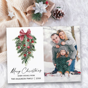 Cartes Pour Fêtes Annuelles Aquarelle Pines Calligraphie Encre Photo Noël