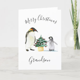 Cartes Pour Fêtes Annuelles Aquarelle Pingouin mignon Joyeux Enfants de Noël