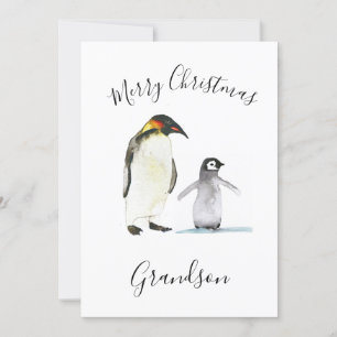 Cartes Pour Fêtes Annuelles Aquarelle Pingouin mignon Joyeux Enfants de Noël
