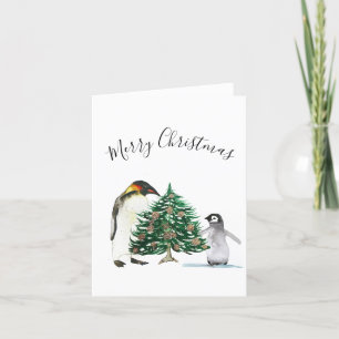 Cartes Pour Fêtes Annuelles Aquarelle Pingouin mignon Joyeux Enfants de Noël