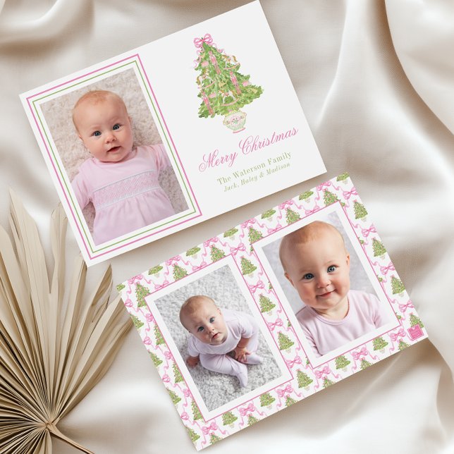 Cartes Pour Fêtes Annuelles Aquarelle Pink Nutcracker Arbre de Noël (Créateur téléchargé)