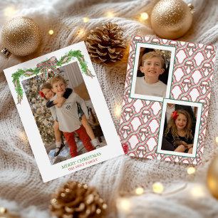 Cartes Pour Fêtes Annuelles Aquarelle Plaid Garland Noël