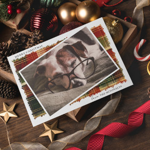 Cartes Pour Fêtes Annuelles Aquarelle Plaid Photo personnalisé Noël