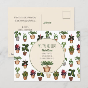 Cartes Pour Fêtes Annuelles Aquarelle Plantes pointillés Nous avons déménagé N