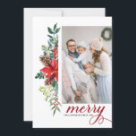 Cartes Pour Fêtes Annuelles Aquarelle Poinsettia Botanique de Noël Photo<br><div class="desc">Joyeux et lumineux ! Célébrez Noël avec cette carte à plat de Noël aquarelle. Il dispose d'une guirlande florale aquarelle de poinsettias rouges,  pinecones,  baies et verdure. Personnalisez en ajoutant des photos,  des noms et des messages. Cette carte photo botanique de Noël est disponible dans d'autres cartons.</div>