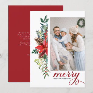 Cartes Pour Fêtes Annuelles Aquarelle Poinsettia Botanique Joyeux Noël