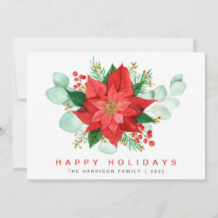 Cartes Pour Fêtes Annuelles Aquarelle Poinsettia Eucalyptus Noël