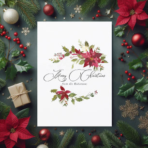 Cartes Pour Fêtes Annuelles Aquarelle Poinsettia Famille de Noël