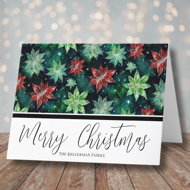 Cartes Pour Fêtes Annuelles Aquarelle Poinsettia Noël (Beautiful Watercolor Poinsettia Christmas Holiday Card)