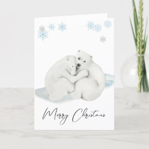 Cartes Pour Fêtes Annuelles Aquarelle Polaire Ours Cubs Joyeux Noël