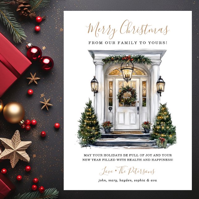 Cartes Pour Fêtes Annuelles Aquarelle Porte avant Joyeux Noël (Créateur téléchargé)