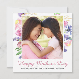 Cartes Pour Fêtes Annuelles Aquarelle Printemps Floral Bonne fête des mères ph