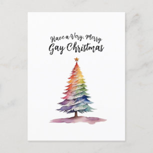 Cartes Pour Fêtes Annuelles Aquarelle Rainbow Christmas Tree Gay
