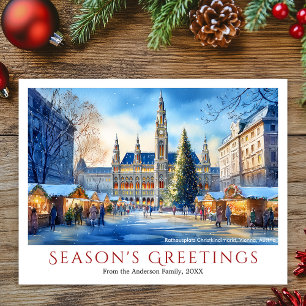 Cartes Pour Fêtes Annuelles Aquarelle Rathausplatz Vienne Autriche Noël