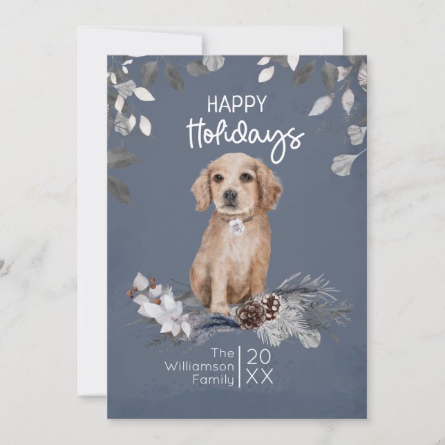 Cartes Pour Fêtes Annuelles Aquarelle Retriever Puppy Happy (Devant)