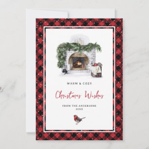 Cartes Pour Fêtes Annuelles Aquarelle Robin Rouge Plaid Neige Noël Voeux