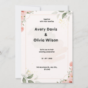 Cartes Pour Fêtes Annuelles Aquarelle rose et vert Pastel Floral Elegant We