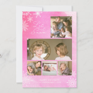 Cartes Pour Fêtes Annuelles Aquarelle rose Flammes de neige laissez-lui neiger