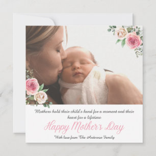 Cartes Pour Fêtes Annuelles Aquarelle rose Floral Joyeux Fête des Mères 1 Phot