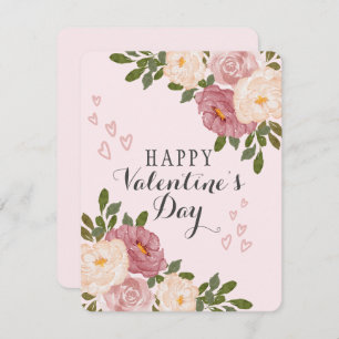 Cartes Pour Fêtes Annuelles Aquarelle rose Floral Saint-Valentin
