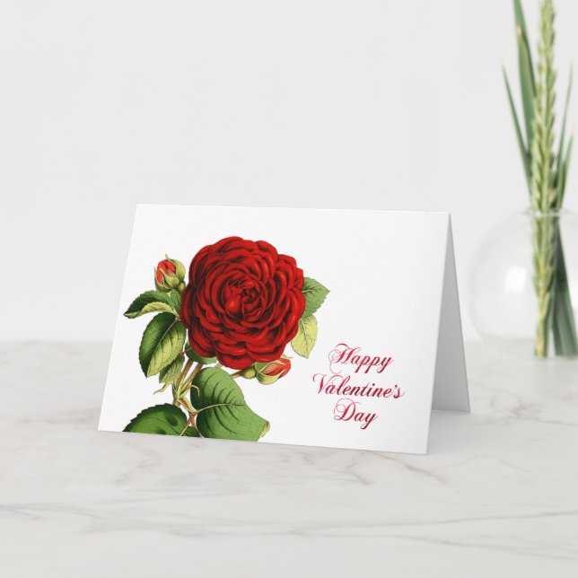 Cartes Pour Fêtes Annuelles Aquarelle rose rouge valentine (Devant)