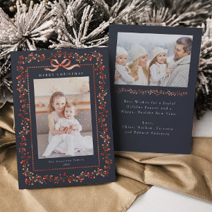 Cartes Pour Fêtes Annuelles Aquarelle Rouge Berry Frame 2 Photo Marine Noël