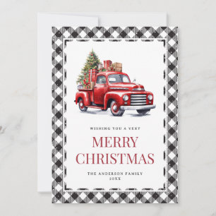 Cartes Pour Fêtes Annuelles Aquarelle Rouge Camion Buffalo Platiné Noël