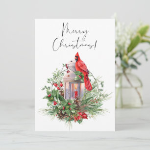 Cartes Pour Fêtes Annuelles Aquarelle rouge cardinale Oiseau Noël d'hiver