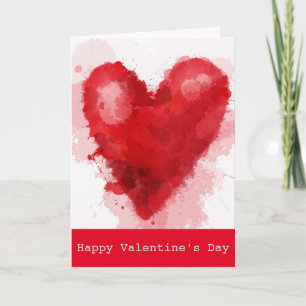 Cartes Pour Fêtes Annuelles Aquarelle rouge coeur gothique fille Valentine
