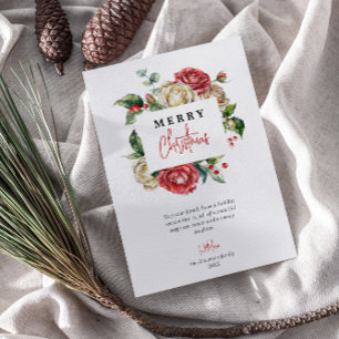 Cartes Pour Fêtes Annuelles Aquarelle Rouge Floral Berries Chic Joyeux Noël