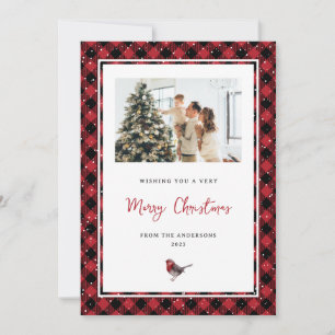 Cartes Pour Fêtes Annuelles Aquarelle rouge habillée Robin photo Noël