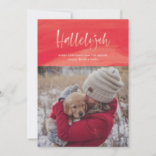 Cartes Pour Fêtes Annuelles Aquarelle rouge Hallelujah Noël