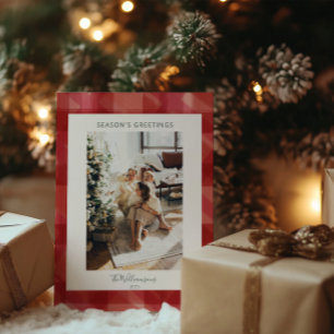 Cartes Pour Fêtes Annuelles Aquarelle rouge Plaid Rustique Saisons photo Salut