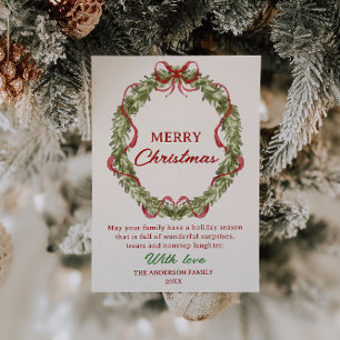 Cartes Pour Fêtes Annuelles Aquarelle rouge vert couronne Noël Non-photo